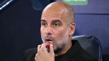 Pep Guardiola, entrenador del Manchester City, durante un partido.
