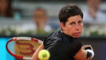 Carla Suarez en su partido frente a la ausriaca Yvonne Meusburger.