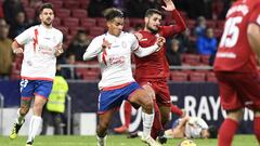 Jugadores de Osasuna y Rayo Majadahonda pujan por un bal&oacute;n.
 