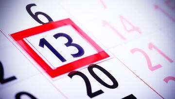Friday the 13th. Calendar, bad luck, time, stress or fear concept.
