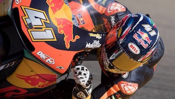 ALCANIZ, SPAIN - SEPTEMBER 22: Brad Binder of South Africa and Red Bull KTM Ajo rounds the bend during the qualifying practice during the MotoGP of Aragon - Qualifying at Motorland Aragon Circuit on September 22, 2018 in Alcaniz, Spain. (Photo by Mirco Lazzari gp/Getty Images)