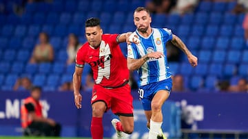 Falcao García durante el partido entre Espanyol y Rayo Vallecano por LaLiga de España.