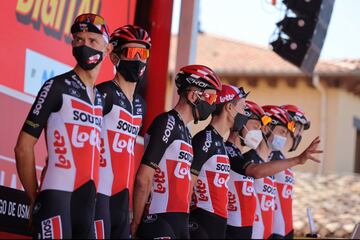El equipo Lotto Soudal antes de participar en la cuarta etapa.