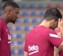 ¡Vaya caritas en el entreno del Barça! Depay es el único que sonríe