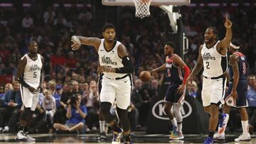LOS ANGELES, CALIFORNIA - DECEMBER 01: Paul George #13 of the Los Angeles Clippers reacts during the first half against the Washington Wizards at Staples Center on December 01, 2019 in Los Angeles, California. NOTE TO USER: User expressly acknowledges and agrees that, by downloading and or using this photograph, User is consenting to the terms and conditions of the Getty Images License Agreement. Katharine Lotze/Getty Images/AFP
== FOR NEWSPAPERS, INTERNET, TELCOS & TELEVISION USE ONLY ==