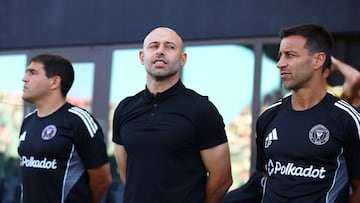 FORT LAUDERDALE, FLORIDA - APRIL 27: Javier Mascherano, Head Coach of Inter Miami CF, looks on prior to the MLS match between Inter Miami CF and FC Dallas at Chase Stadium on April 27, 2025 in Fort Lauderdale, Florida. Megan Briggs/Getty Images/AFP (Photo by Megan Briggs / GETTY IMAGES NORTH AMERICA / Getty Images via AFP)
