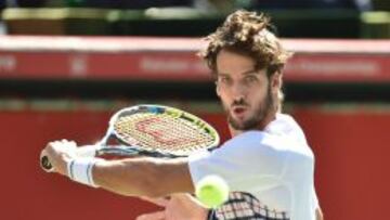 TOKYO, JAPAN - OCTOBER 07: Feliciano Lopez of Spain competes against Joao Sousa of Portugal during the men's singles first round match on day three of Rakuten Open 2015 at Ariake Colosseum on October 7, 2015 in Tokyo, Japan. (Photo by Atsushi Tomura/Getty Images)