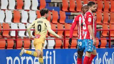 El gol anulado de Puado en el Lugo-Espanyol.