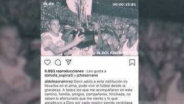 Aldo se despide de Nacional con emotivo vídeo