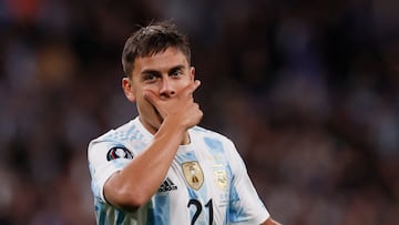 Soccer Football - Finalissima - Italy v Argentina - Wembley Stadium, London, Britain - June 1, 2022 Argentina's Paulo Dybala celebrates scoring their third goal REUTERS/Andrew Couldridge