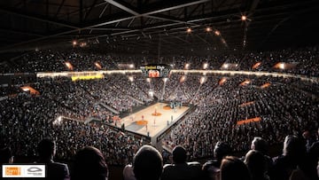 Interior del Casal Espa&ntilde;a Arena de Val&egrave;ncia en modo basket.