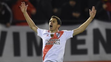 BUENOS AIRES, ARGENTINA - OCTOBER 01: Ignacio Fernandez of River Plate celebrate your goal the semi final first leg match between River Plate and Boca Juniors as part of Copa CONMEBOL Libertadores 2019  at Estadio Monumental Antonio Vespucio Liberti on October 1, 2019 in Buenos Aires, Argentina. (Photo by Diego Alberto Haliasz/Getty Images)