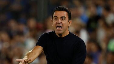 Xavi, durante el partido Getafe-Barcelona, en el Coliseum.
