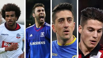 Derik Osede, Tomas Mejías, Pablo Hernández y Sergi Canós, cuatro de los 14 españoles que juegan en la Championship inglesa.
