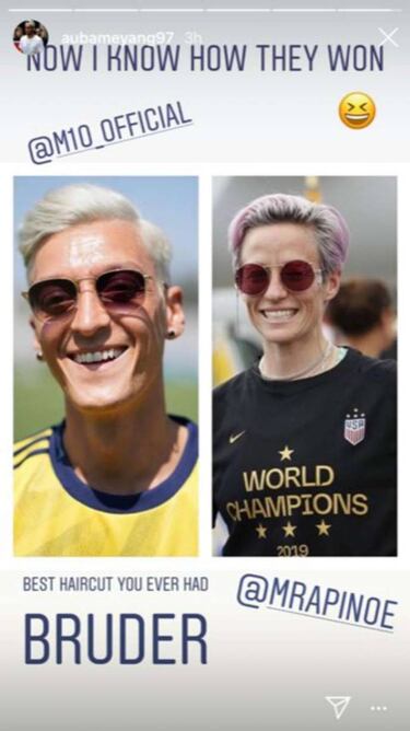 Aubameyang y su broma a Özil con Rapinoe