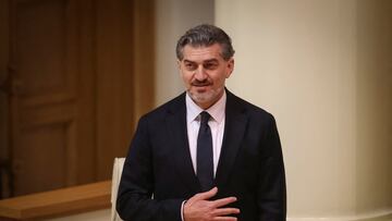 Mikheil Kavelashvili reacts after he was elected the country’s new president in the parliament, in Tbilisi, Georgia December 14, 2024. REUTERS/Irakli Gedenidze