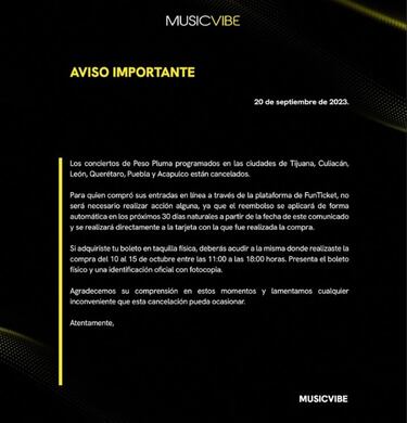 ¿Qué conciertos de Peso Pluma fueron cancelados en México? Así puedes pedir tu reembolso