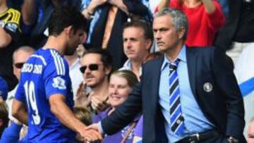 Mourinho y Diego Costa durante un partido de Premier League