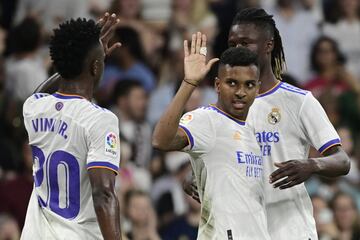 3-0. Rodrygo celebra el tercer gol.