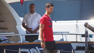 Novak Djokovic se felicita por la celebración del US Open