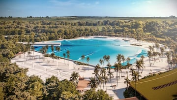 Proyecto de la piscina de olas artificiales para el surf Wavegarden Cove Surfing Lagoon que se ubicar&aacute; en Praia de Gama en Fazenda da Gama (cerca de Sao Paulo, Brasil).