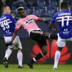 Tres colombianos en campo en Sampdoria 1-2 Juventus