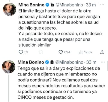 El descargo de Mina Bonino a travs de las redes sociales.