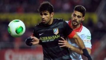 Diego Costa durante el partido de Copa del Rey contra el Sevilla el 27 de febrero. 