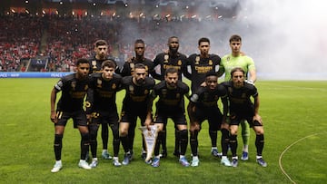 El once titular del Real Madrid en Braga: Valverde, Camavinga, R¨¹diger, Bellingham, Kepa; Rodrygo, Fran Garc¨ªa, Carvajal, Nacho, Vinicius y Modric.
