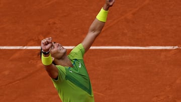 FILE PHOTO: Tennis - French Open - Roland Garros, Paris, France - June 5, 2022 Spain's Rafael Nadal celebrates winning the men's singles final against Norway's Casper Ruud REUTERS/Gonzalo Fuentes/File Photo