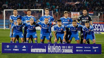 Futbol, Universidad de Chile vs Cobreloa
Fecha 21, Campeonato Nacional 2024.
Formacion de Universidad de Chile antes del partido contra Cobreloa por primera division disputado en el estadio Nacional en Santiago, Chile.
23/08/2024
Dragomir Yankovic/Photosport
Football, Universidad de Chile vs Cobreloa
21 th turn, 2024 National Championship.
Universidad de Chile's team before the first division match against Cobreloa at the Nacional stadium in Santiago, Chile.
23/08/2024
Dragomir Yankovic/Photosport