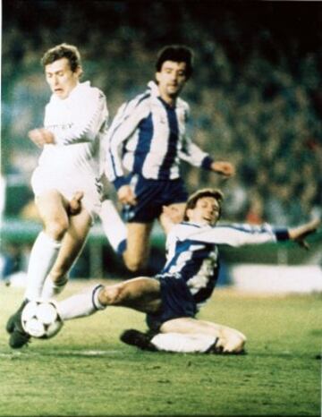 Butragueño, en todo su esplendor, en un partido contra el Español.