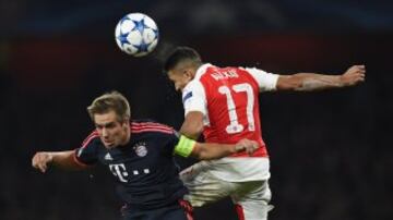 Alexis Sánchez celebra el gol del Arsenal ante el Bayern Munich.