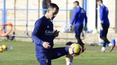 Linares, en su primer entrenamiento con el Real Zaragoza