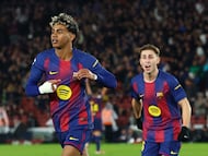 Soccer Football - LaLiga - FC Barcelona v Real Oviedo - Spotify Camp Nou, Barcelona, Spain - January 25, 2026 FC Barcelona's Lamine Yamal celebrates scoring their third goal REUTERS/Albert Gea