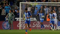 Soccer Football - La Liga Santander - Malaga CF vs Real Madrid - La Rosaleda, Malaga, Spain - April 15, 2018   Malaga&#039;s Diego Rolan celebrates scoring their first goal    REUTERS/Jon Nazca