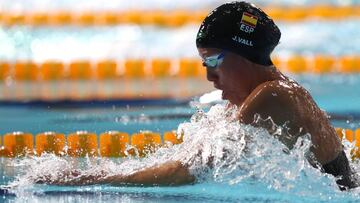 Jessica Vall compite en los 200 metros braza durante los Europeos de Glasgow.