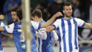 Agirretxe celebra el 1-0.