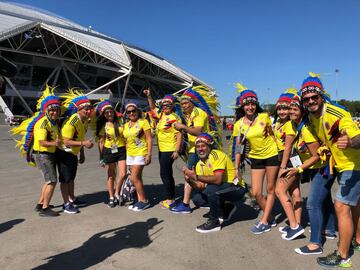 Miles de colombianos están en el Samara Arena para alentar a la Selección y empujarla a la victoria ante Senegal para asegurar su cupo en octavos de final.