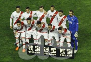 Once del Rayo. De pie: Miku, Ze Castro, Llorente, Bebé, Trashorras y Juan Carlos. Agachados: Pablo Hernández, Quini, Jozabed, Nacho y Tito.