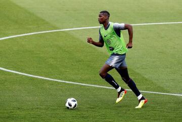 Paul Pogba trains with the France squad in Nice.