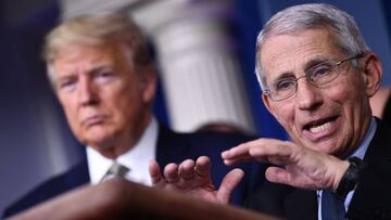 Anthony Fauci y Donald TRump durante la conferencia de prensa sobre el coronavirus en la Casa Blanca en Washington, DC. Marzo 17, 2020.