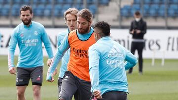 Ramos, durante el entrenamiento del Real Madrid.