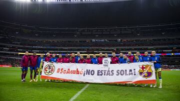  Oficial photo teams  during the game America (MEX) vs FC Barcelona (SPA), International Friendly of the BBVA MX Womens League, at the Azteca Stadium, on August 29, 2023.

<br><br>

Foto oficial de Equipos con manta en apoyo a Jennifer Hermoso durante el partido America (MEX) vs FC Barcelona (SPA), Amistoso Internacional de la Liga BBVA MX Femenil, en el Estadio Azteca, el 29 de Agosto de 2023.