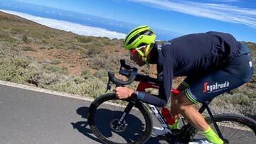 Vincenzo Nibali, durante un entrenamiento durante una concentración en el Teide.
