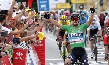 El eslovaco Peter Sagan celebra su victoria.