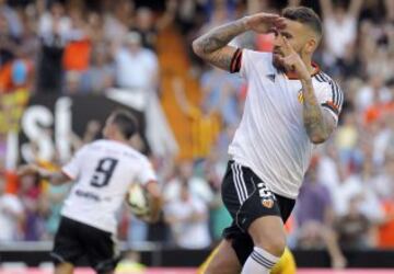 Valencia-Celta de Vigo.
Otamendi marca el 1-1.