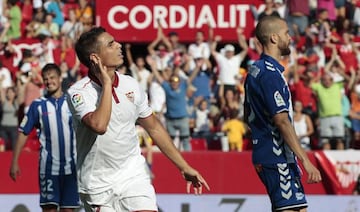 Wissam Ben Yedder (second left) was Sevilla's match-winner.