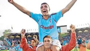 <b>A HOMBROS. </b>Así acabó Iago Aspas el encuentro del pasado sábado ante el Alavés en Balaídos.