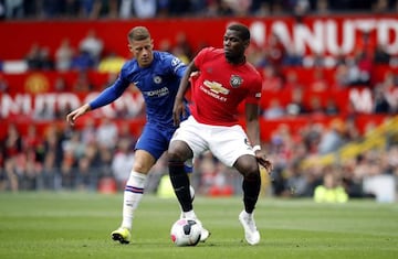 Manchester United's Paul Pogba in action against Chelsea